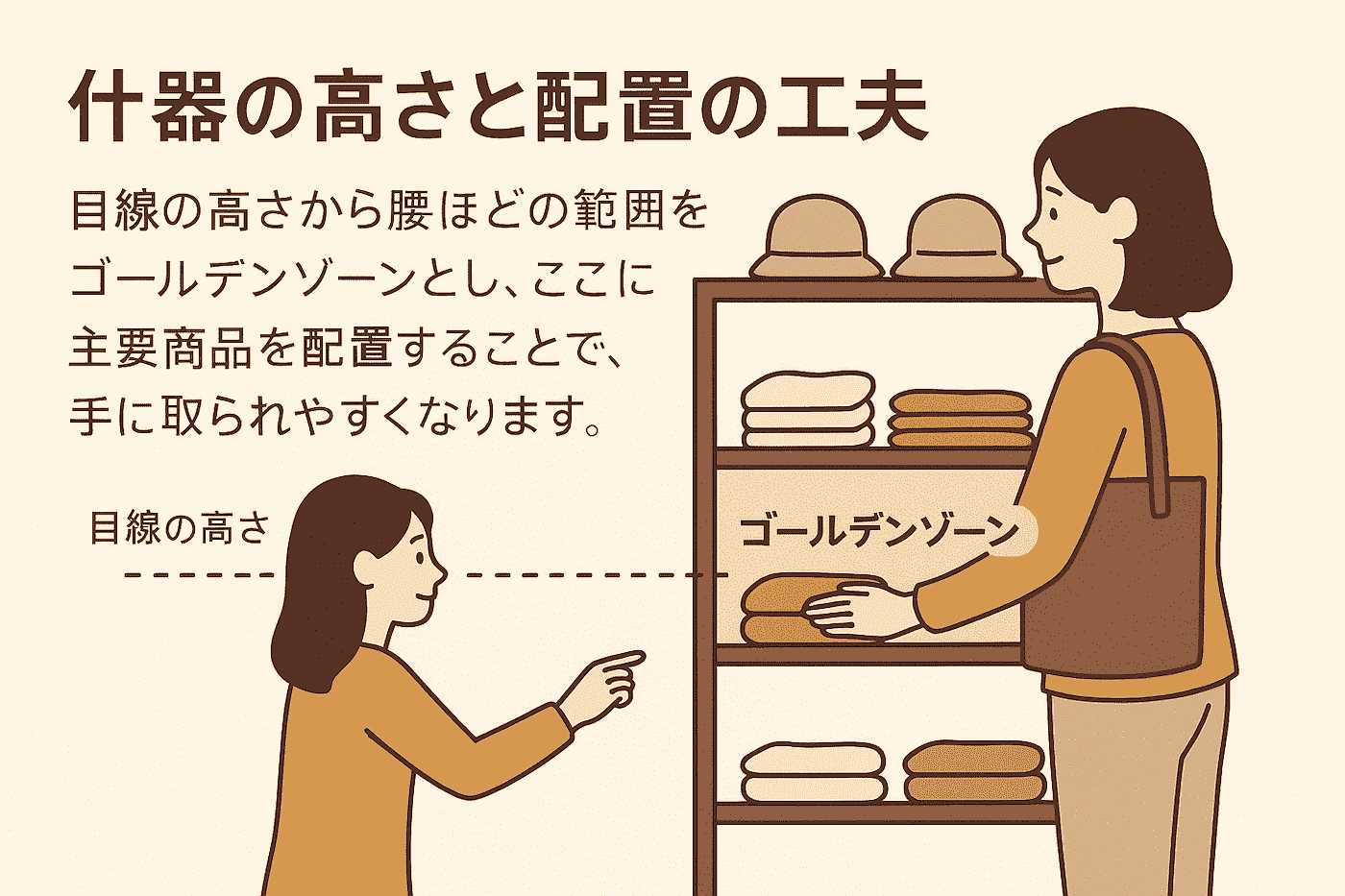 什器の高さと配置の工夫