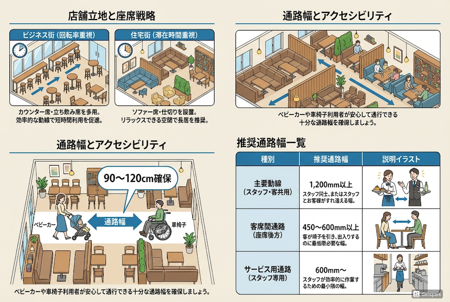 利用目的から逆算する最適な座席配置と通路幅